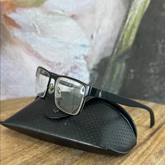 Polo Ralph Lauren Matte Black Metal Classic Rectangular Eyeglass Frames - Picture 1 of 7